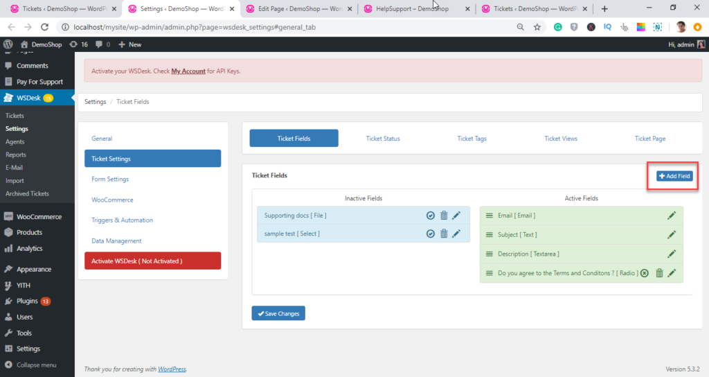 WSDEsk form setting