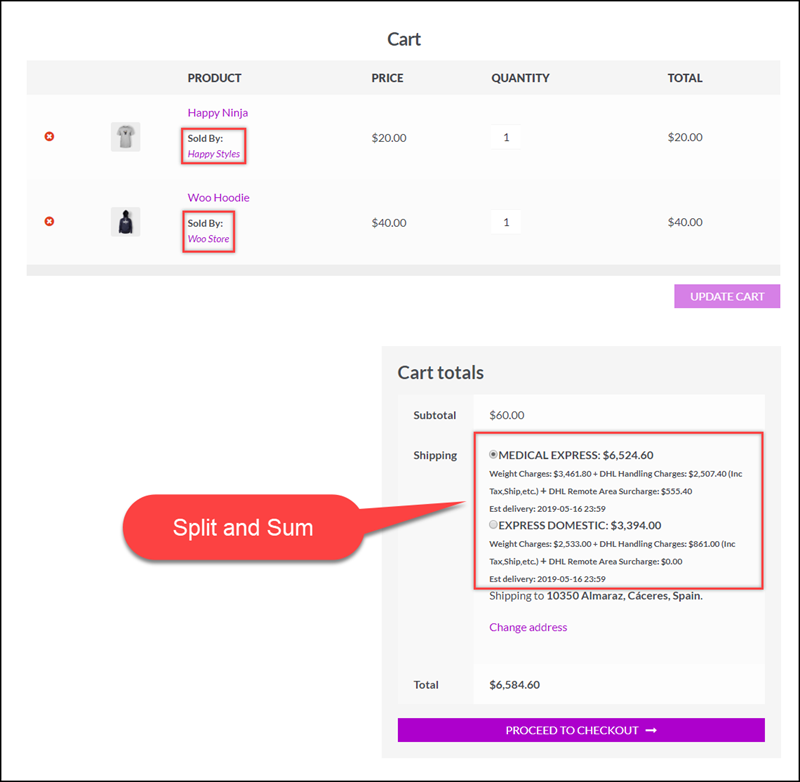 WooCommerce Multi-Vendor Add-On ELEX Shipping Plugins | Split And Sum