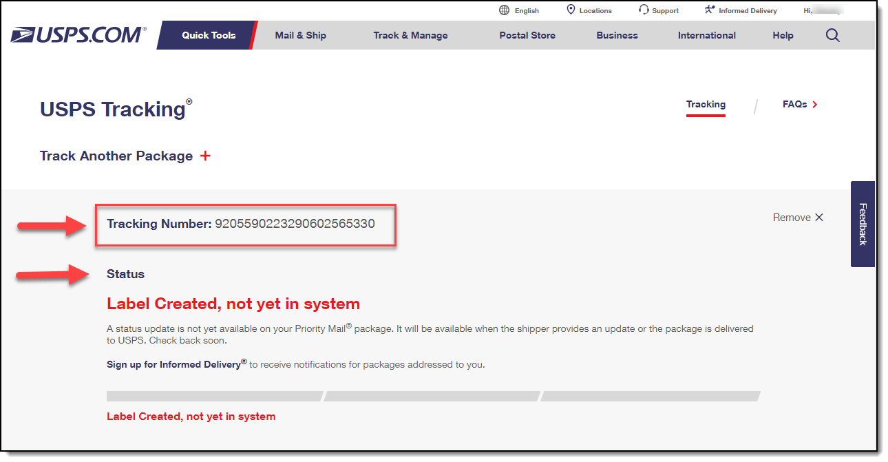 united states postal service tracking numbee