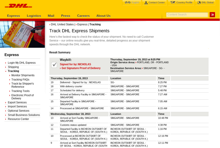 dhl international tracking telephone number