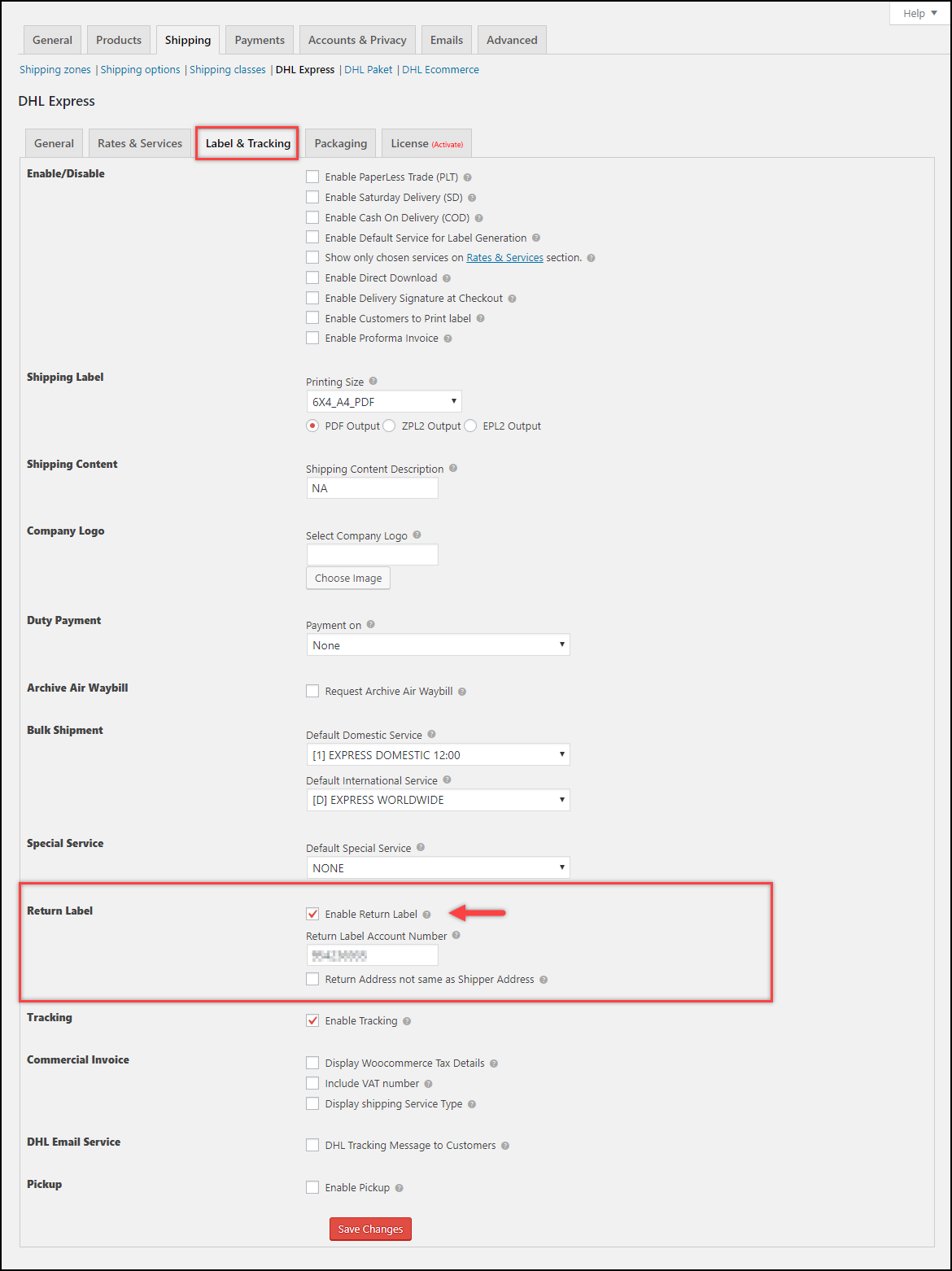 Print DHL Return Label in WooCommerce | Return Label settings in the plugin