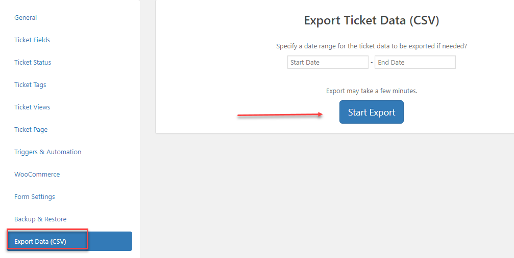 Export Data | WSDesk | WordPress Helpdesk Plugin