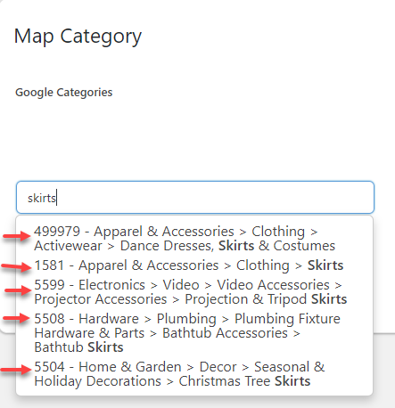 Skirts| Google Product Category | WooCommerce Google Shopping