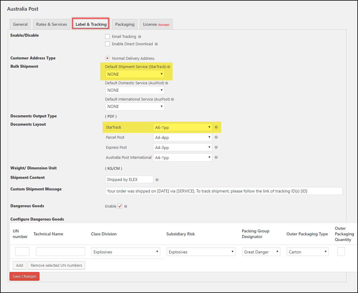 Integrate WooCommerce with Australia Post StarTrack | Label and Tracking settings