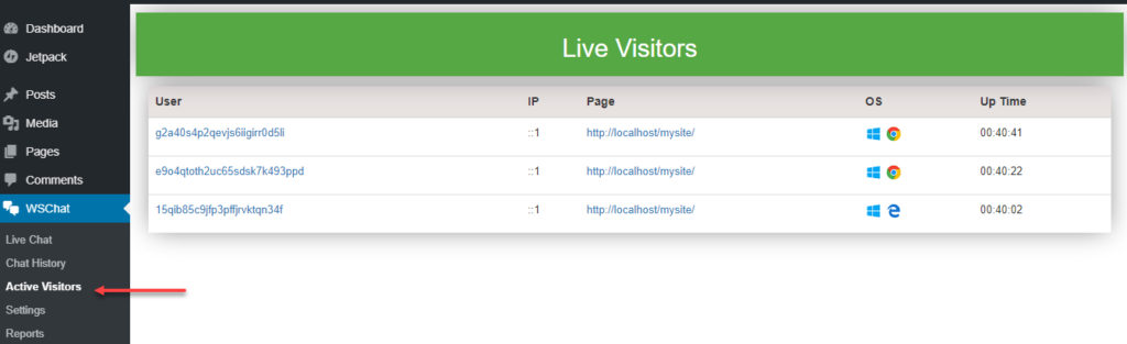 Live visitors tracking | WSChat | WordPress Chat Plugin