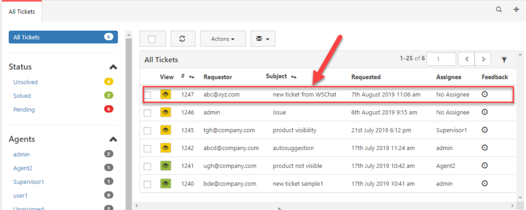 Ticket to WSDesk | Worpress chat plugin