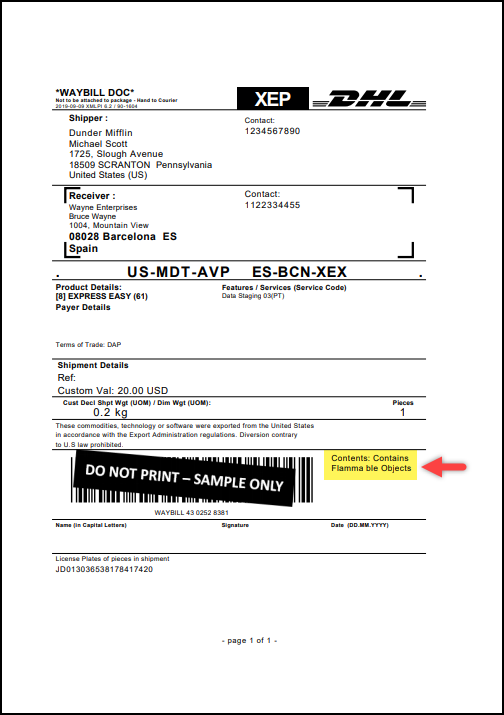 Customizing DHL Shipping Label | Sample DHL Return Label Waybill Doc