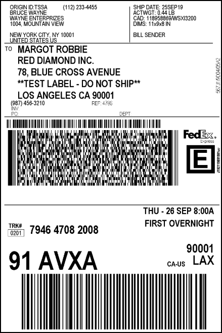 Customize FedEx Shipping Labels with EasyPost | Sample FedEx Domestic Shipping Label