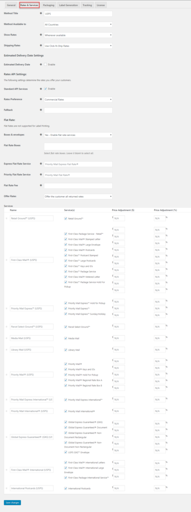 Rates And Services for USPS || USPS Shipment Tracking Plugin