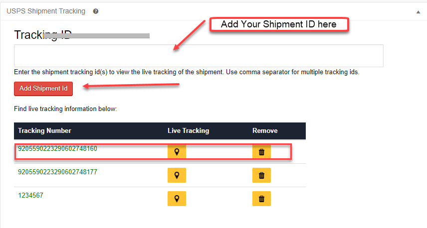 Shipment data || USPS Shipment tracking