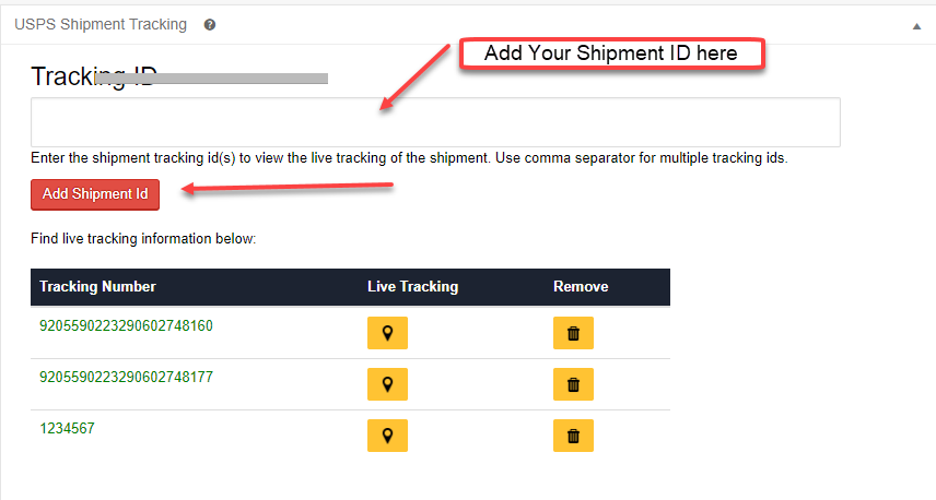 Add trackign id to the shipment plugin