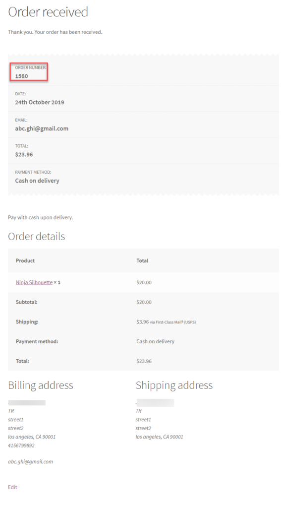 Order Billing Details || USPS shipment tracking