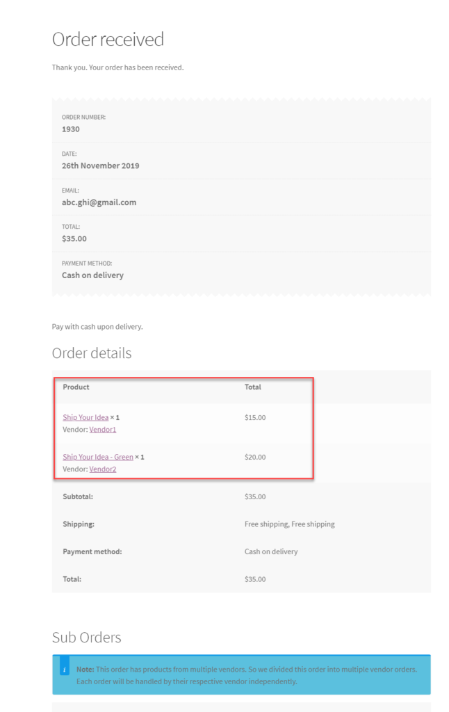 Order Processed || WooCommerce Multi-vendor plugin
