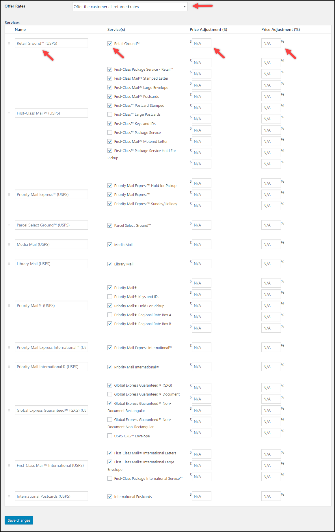 WooCommerce USPS Shipping Method Extension | Offer Rates and Services settings