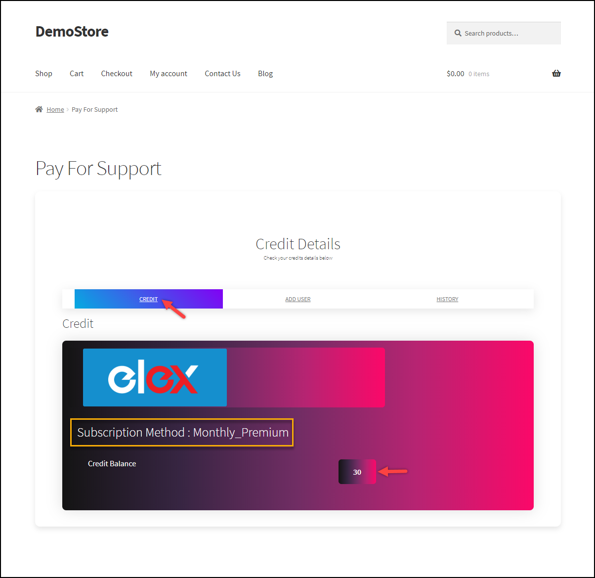 Credit Details WSDesk Pay For Support | Credit Details
