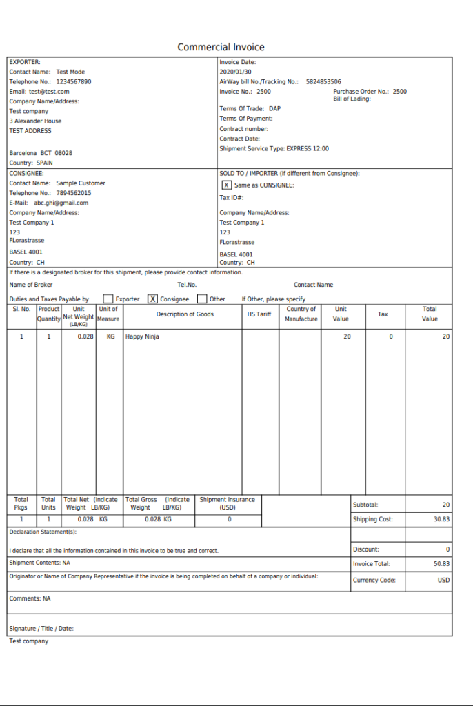 DHL_Commercial Invoice