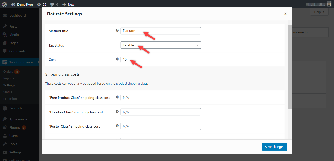 Showing Order's Flat rate and Shipping Tax | WooCommerce Flat Rate settings