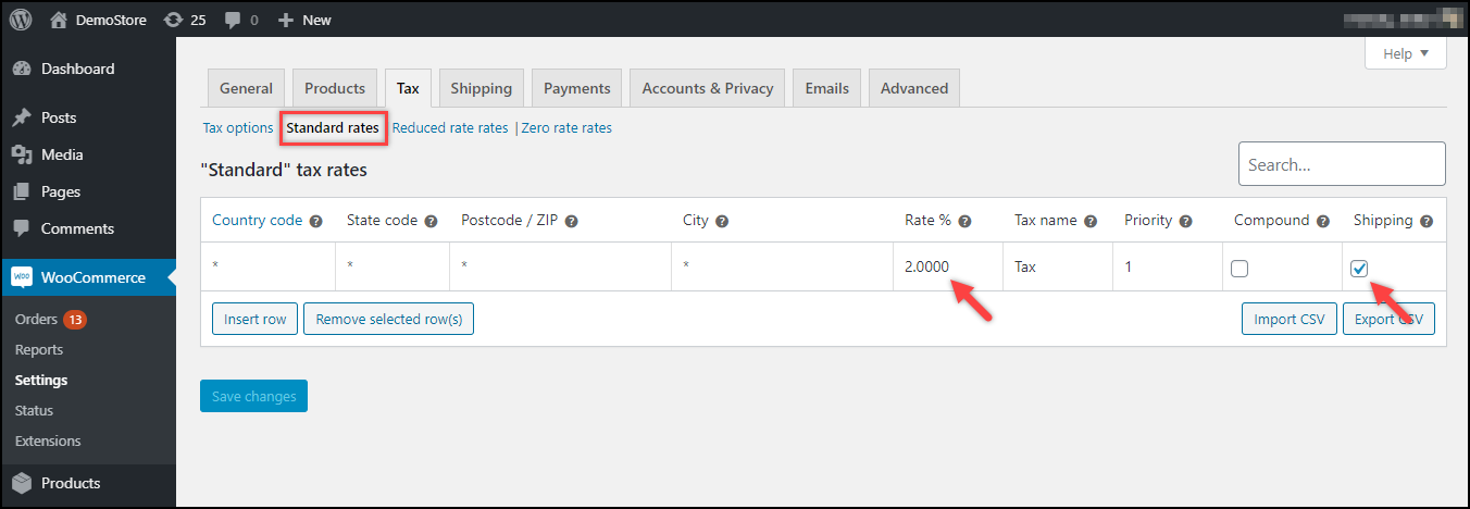 Showing Order's Flat rate and Shipping Tax | WooCommerce Tax settings