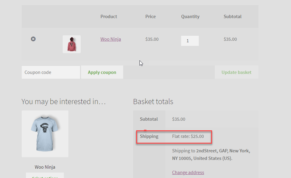 WooCommerce shipping options