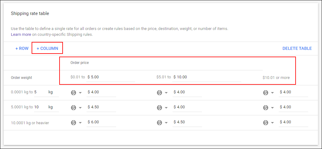 How Shipping Cost can be Set via Merchant Center? | Adding two dimension rates
