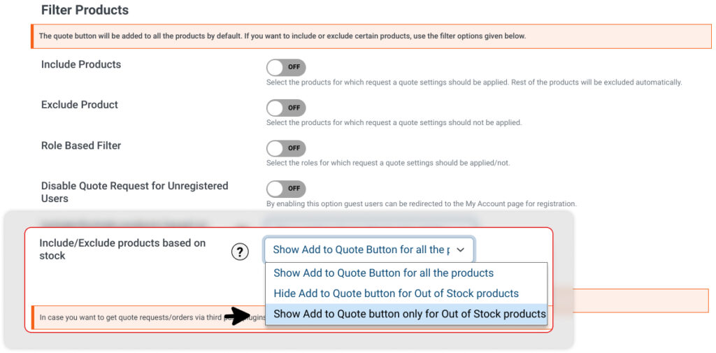 Based on product availability, include or exclude products
