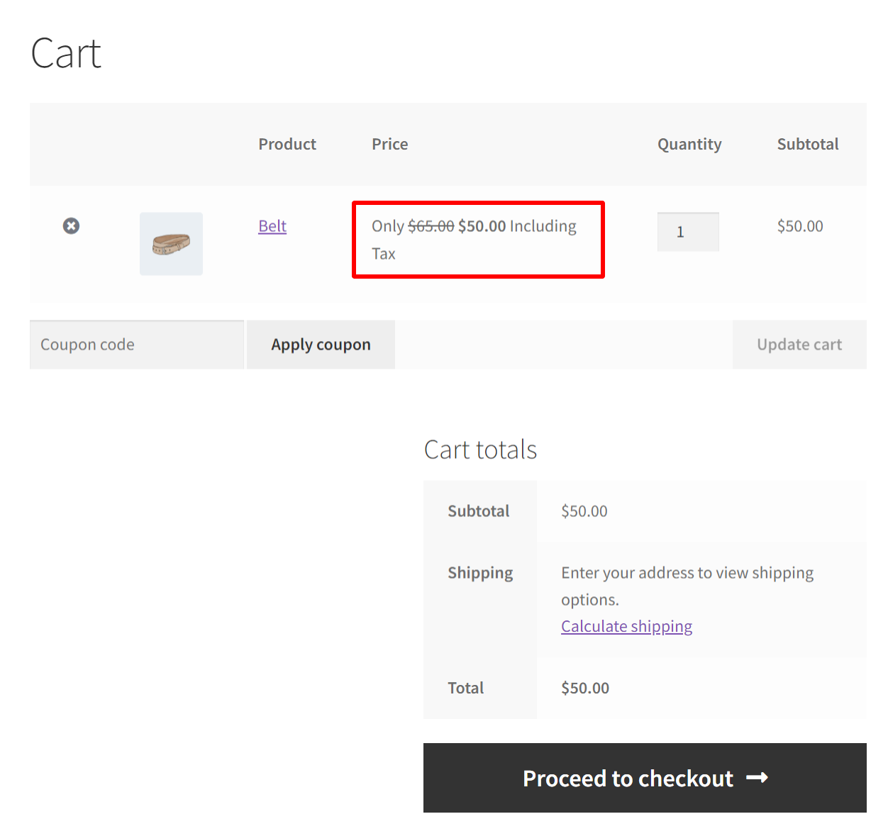 Cart Page Custom Text and discount