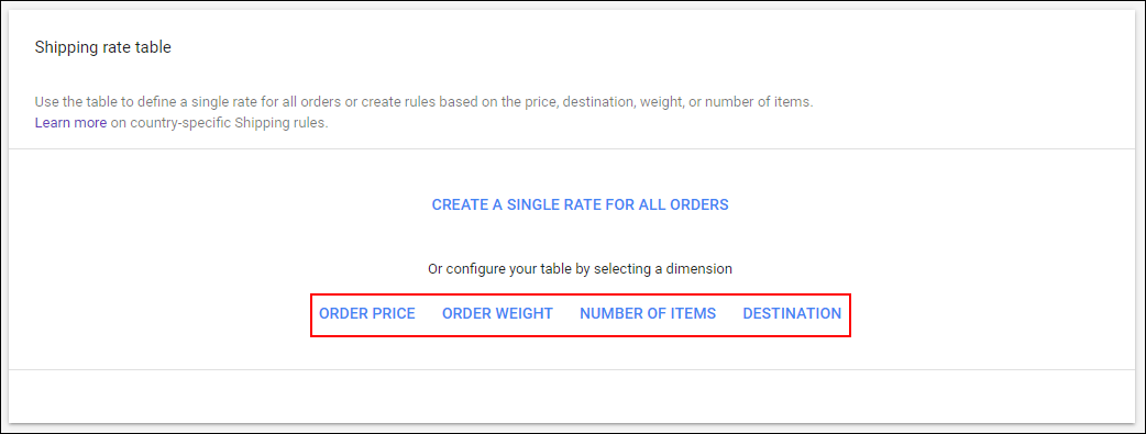 How Shipping Cost can be Set via Merchant Center? | Configure rate table individually