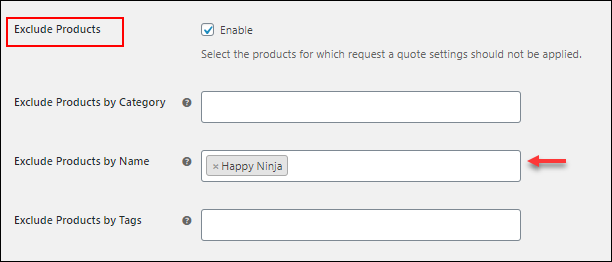 ELEX WooCommerce Request a Quote plugin | Exclude Product
