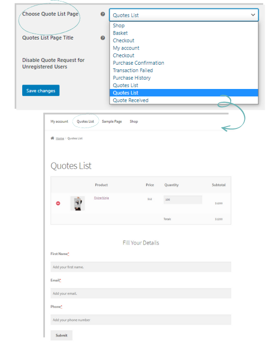 ELEX WooCommerce Request a Quote Plugin | Show the List of Selected Products & Request Form on Any Page
