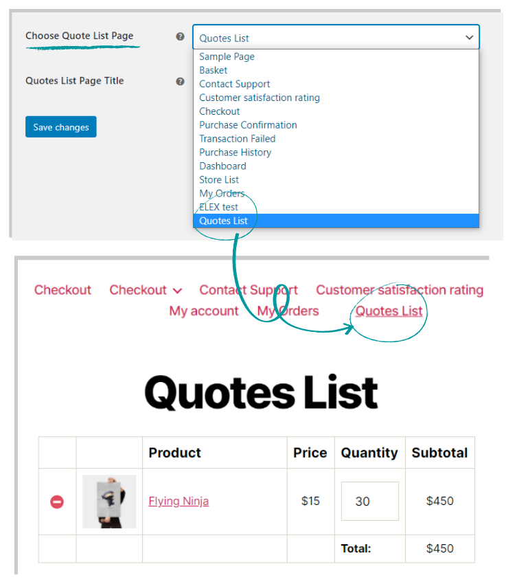ELEX WooCommerce Request a Quote Plugin(Free) | Choose a Page to Display the Quote List & Request Form