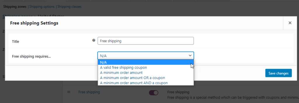 WooCommerce shipping options