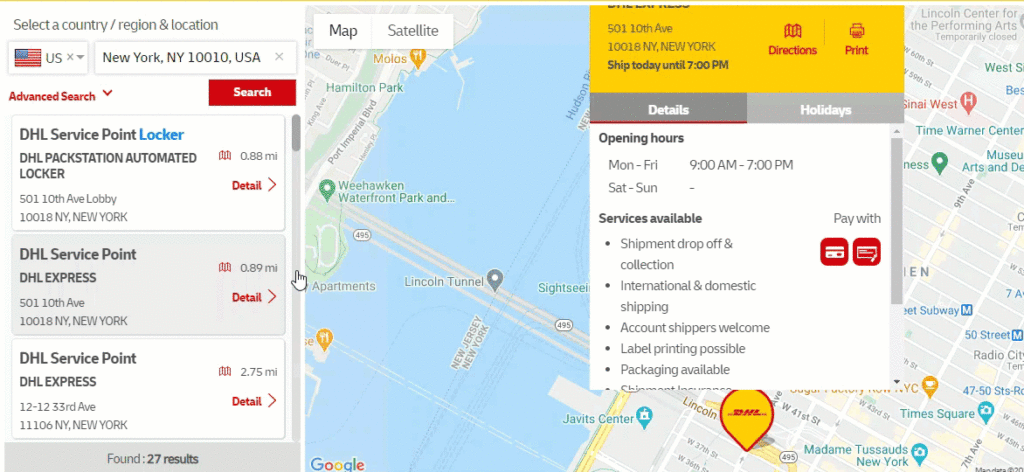 How to find DHL locations