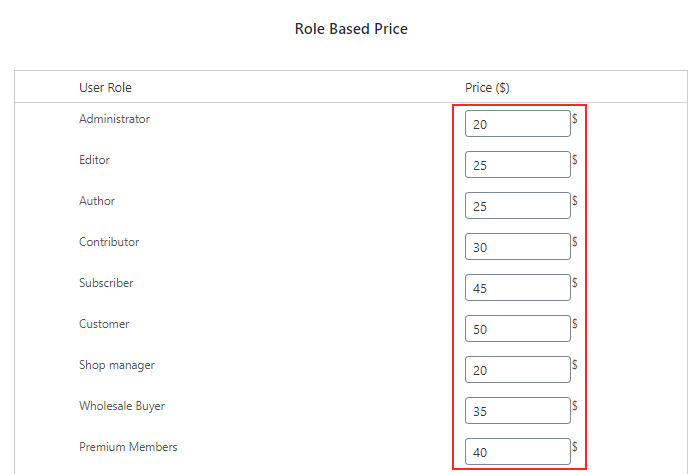 WooCommerce Role Based Pricing | different price for different user roles