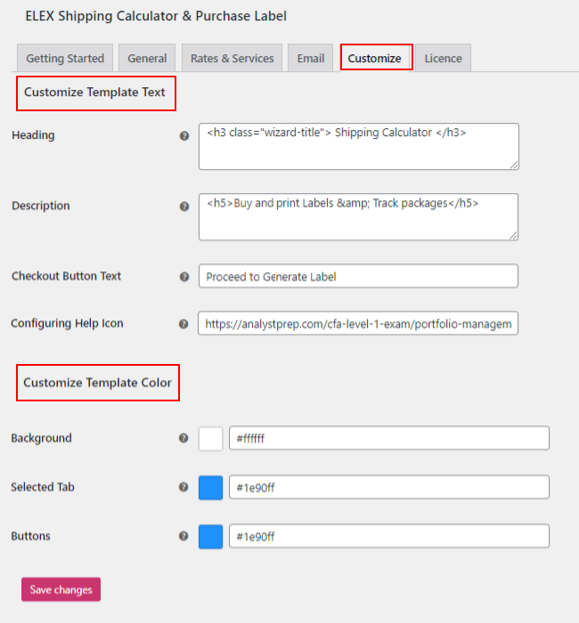 ELEX WooCommerce Shipping Calculator, Purchase Shipping Label & Tracking for Customers | Customize shipping calculator template settings