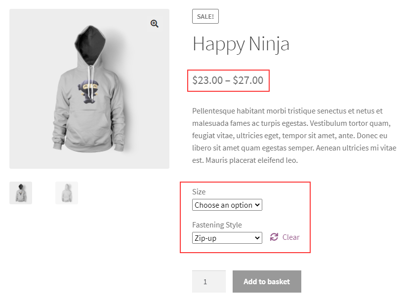 Set Up Multiple Prices Per Product on WooCommerce | product-page-of-variable-product