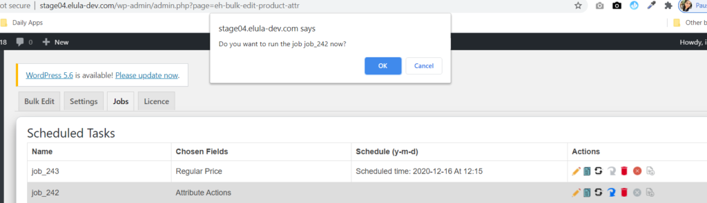 manage schedule tasks using WooCommerce bulk edit plugin