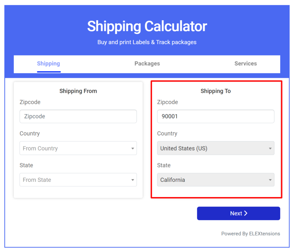 Calculator Free Shipping Message - Ella Documentation