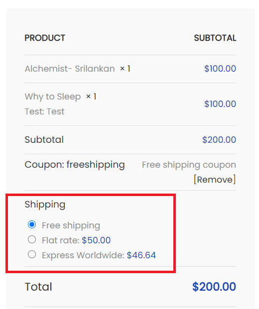 Hide other shipping methods when FREE SHIPPING Coupon code is applied | all shipping on Checkout page
