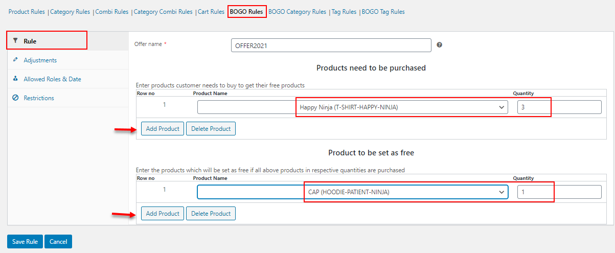 Advanced Dynamic Pricing for WooCommerce | bogo rules example