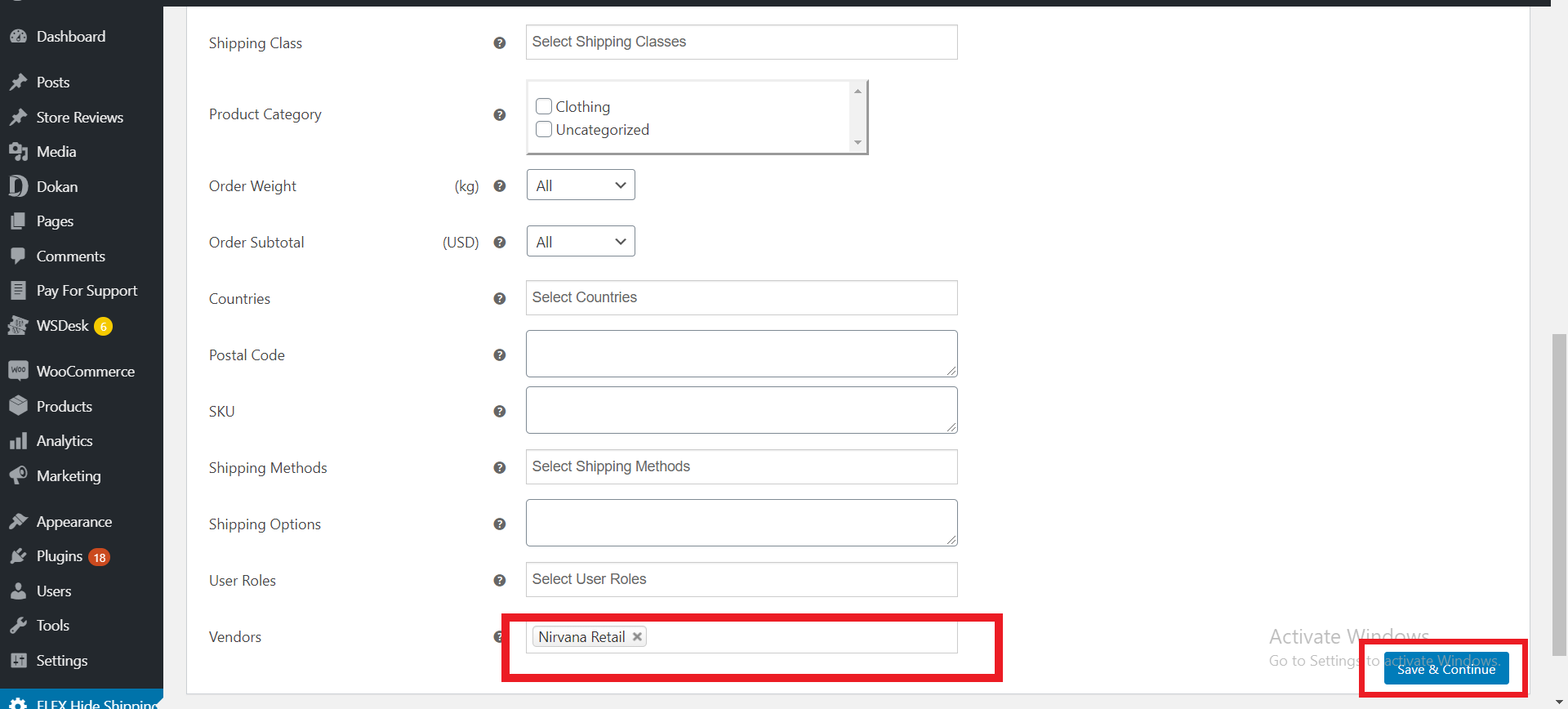 Hide Certain Shipping Methods to Specific Vendors | create rule to hide shiping
