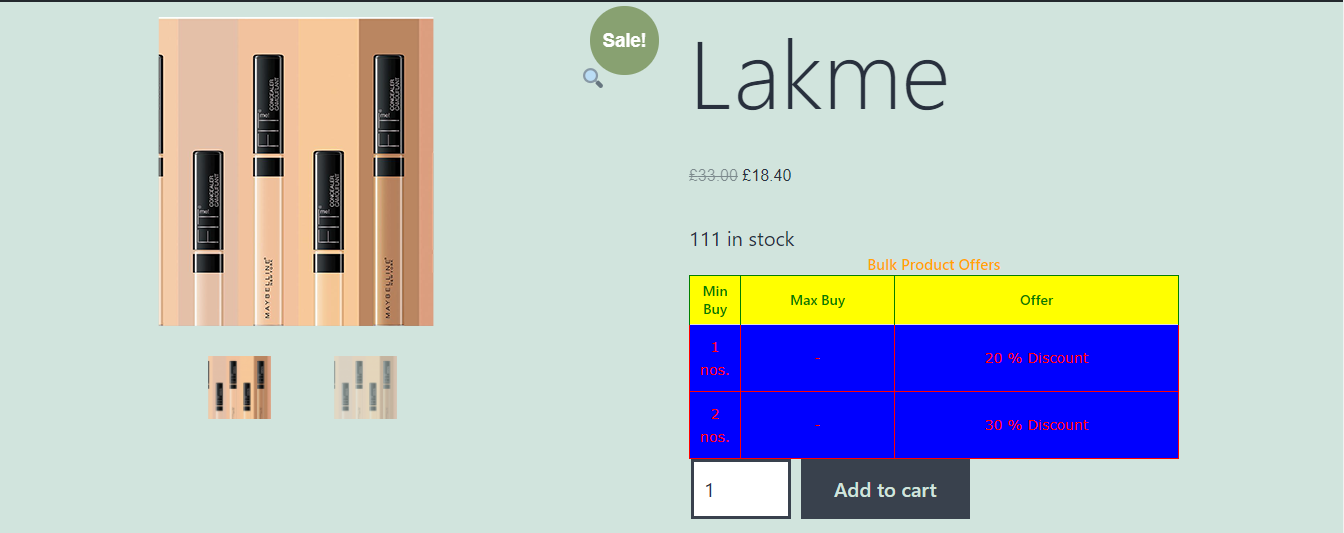 Customize the Pricing Table Colors in Dynamic Pricing | pricing table-after applying the code snippet