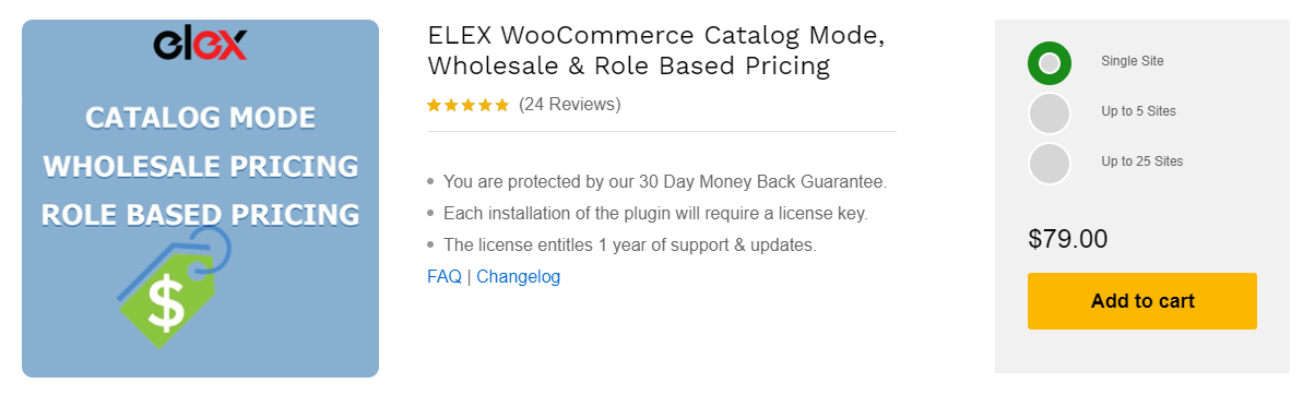 ELEX WooCommerce Catalog Mode, Wholesale & Role Based Pricing