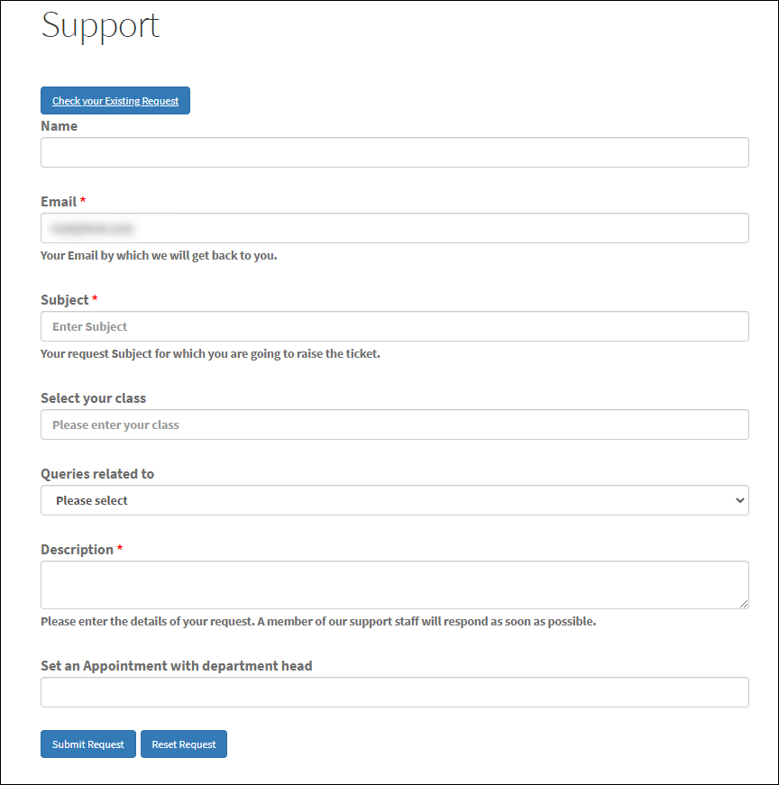 How to Set Up a Simple & Efficient Open Source Help Desk Management System for College and Schools? | An example of school help desk form