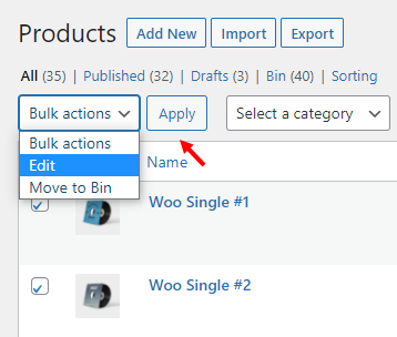 How to Bulk Edit Based on Stock Status on Your WooCommerce Site? | edit using default option