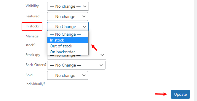 How to Bulk Edit Based on Stock Status on Your WooCommerce Site? | change stock status
