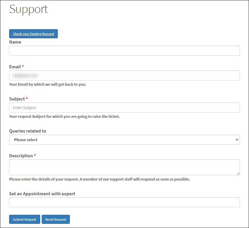 Open Source Help Desk Management System for Back Office IT support | support form