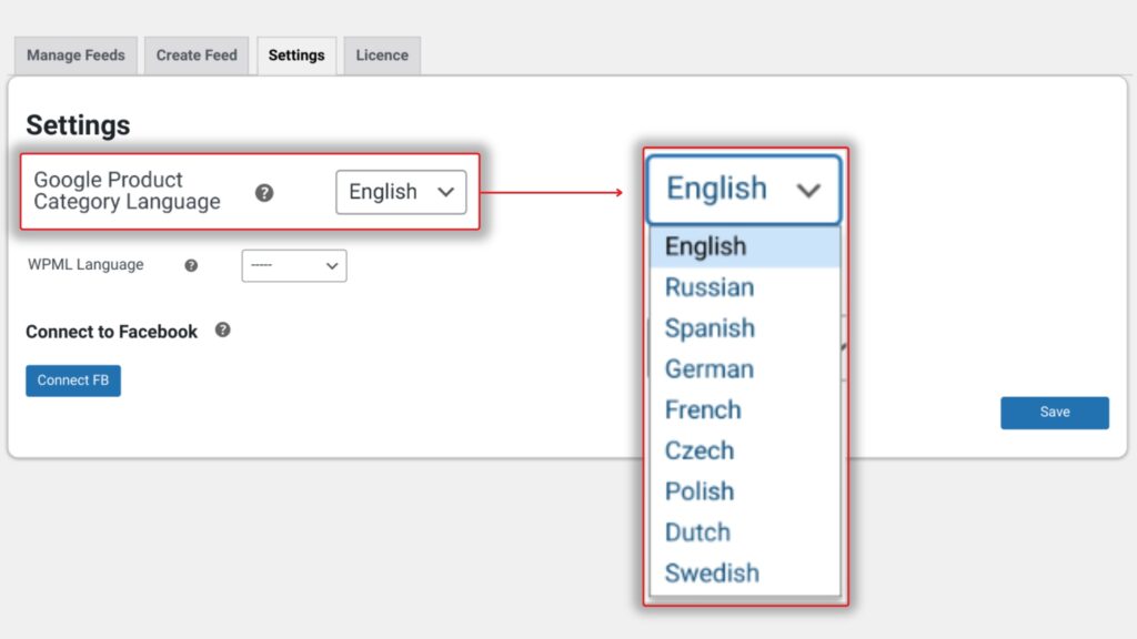 Choose a Language for Google Product Categories