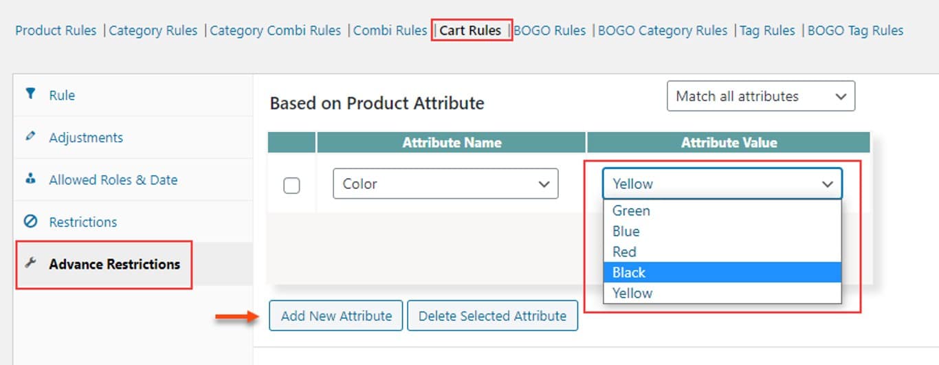 filter products based on attributes