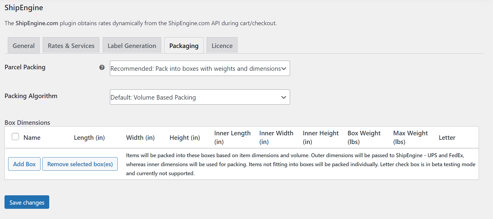 Pack into boxes with weight and dimensions ELEX ShipEngine