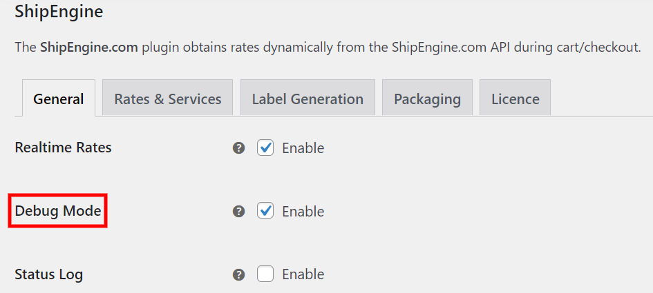 ELEX ShipEngine Multi-Carrier Shipping & Label Printing Plugin for WooCommerce | debug mode